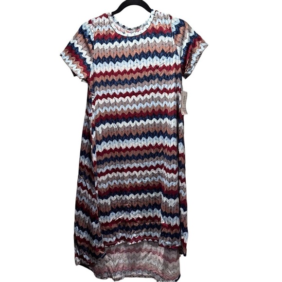 LulaRoe Carly Long/Midi Dress High Low Hem Stretchy Comfortable Sweater Print - Picture 1 of 16